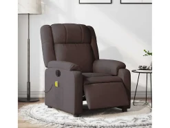 Hot Poltrona reclinável massagens elétrica | Poltrona Confortável tecido -escuro SHL844936 Castanho