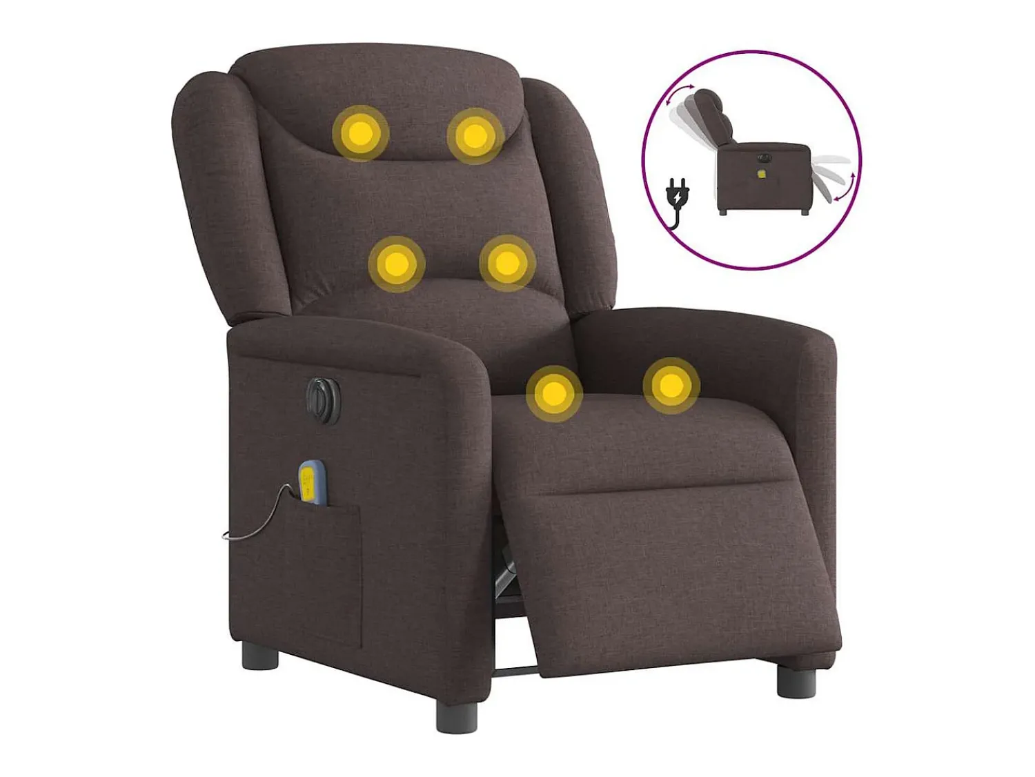 Poltrona| Poltrona reclinável massagens elétrica | Poltrona Confortável tecido -escuro SHL455705 Castanho