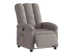 Poltrona reclinável massagens elétrica | Poltrona Confortável tecido cinza-acastanhado SHL885436 Taupe