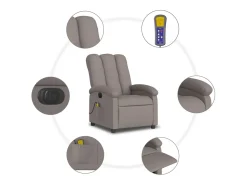 Poltrona reclinável massagens elétrica | Poltrona Confortável tecido cinza-acastanhado SHL885436 Taupe
