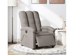 Poltrona reclinável massagens elétrica | Poltrona Confortável tecido cinza-acastanhado SHL885436 Taupe