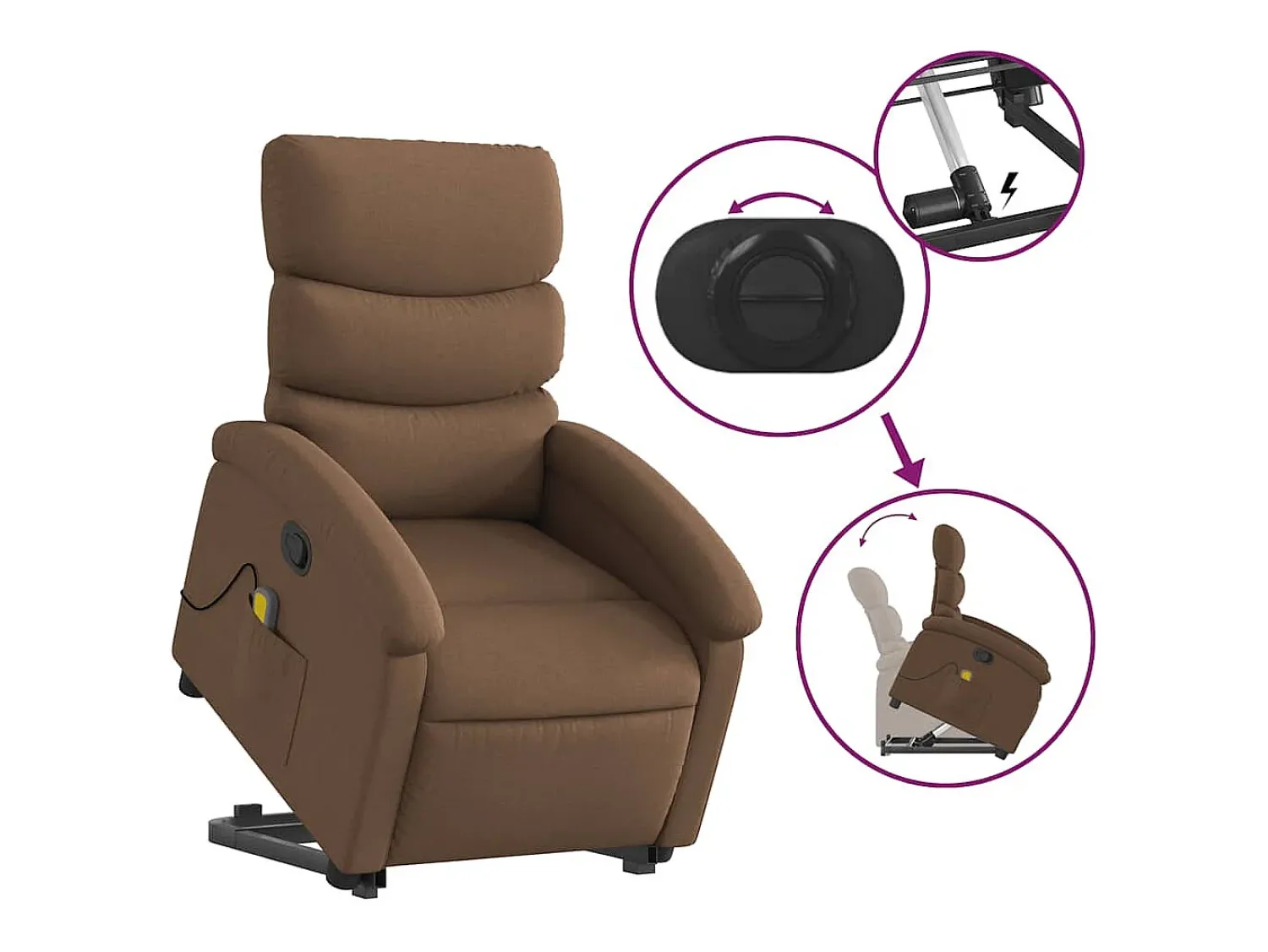 Poltrona* Poltrona reclinável massagens | Poltrona Confortável tecido SHL190173 Castanho