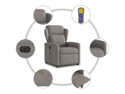 Clearance Poltrona reclinável massagens elétrica | Poltrona Confortável tecido cinza-acastanhado SHL934040 Taupe