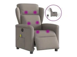 Clearance Poltrona reclinável massagens elétrica | Poltrona Confortável tecido cinza-acastanhado SHL934040 Taupe