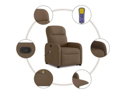 Poltrona|vidaxl Poltrona reclinável massagens tecido Castanho