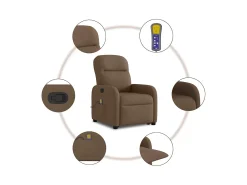 Poltrona|vidaxl Poltrona reclinável massagens tecido Castanho