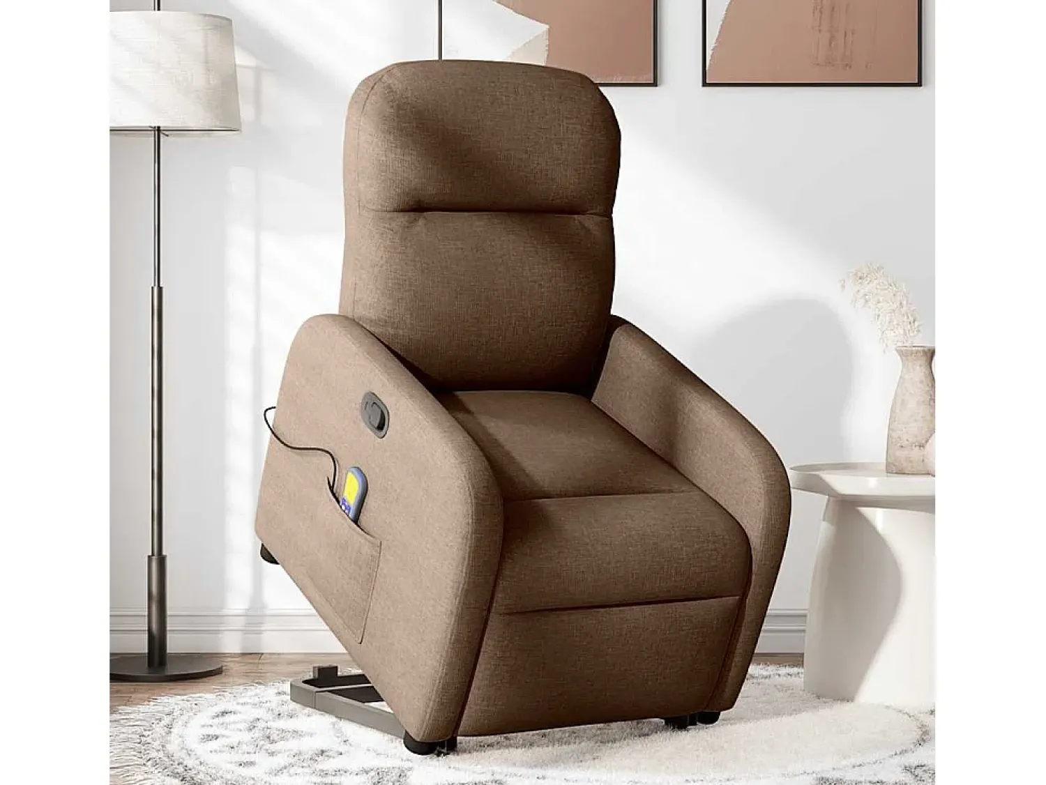 Poltrona|vidaxl Poltrona reclinável massagens tecido Castanho