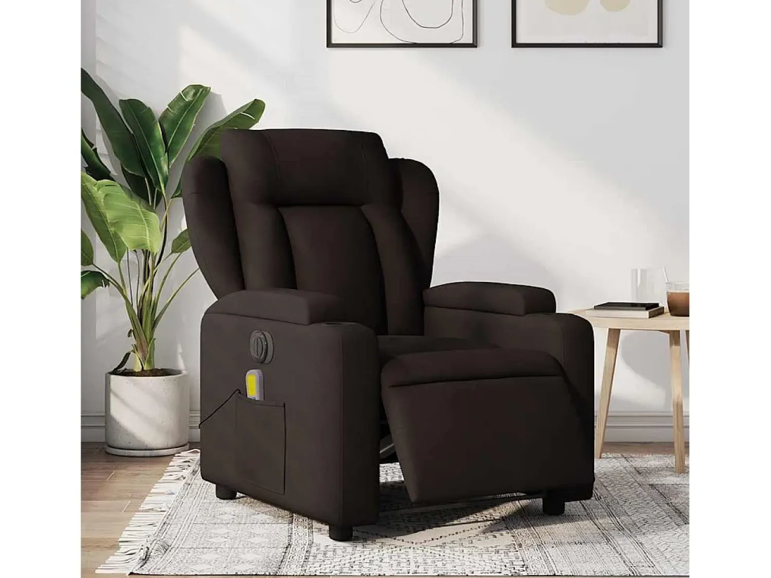 Poltrona| Poltrona reclinável massagens elétrica | Poltrona Confortável tecido -escuro SHL664329 Castanho