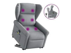 Poltrona| Poltrona reclinável massagens | Poltrona Confortável tecido -claro SHL507426 Cinzento