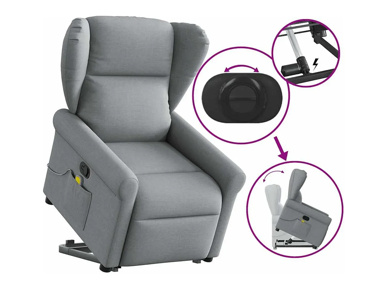 Poltrona| Poltrona reclinável massagens | Poltrona Confortável tecido -claro SHL507426 Cinzento