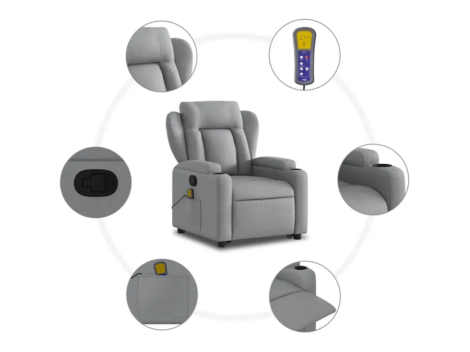 Poltrona* Poltrona reclinável massagens | Poltrona Confortável tecido -claro SHL594253 Cinzento