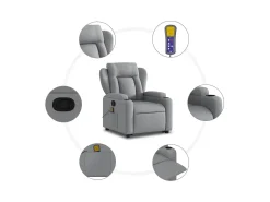 Poltrona* Poltrona reclinável massagens | Poltrona Confortável tecido -claro SHL594253 Cinzento