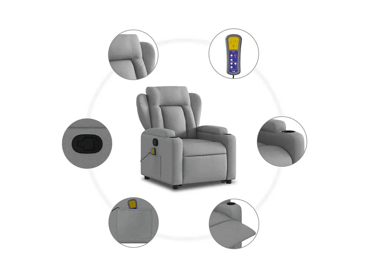 Poltrona* Poltrona reclinável massagens | Poltrona Confortável tecido -claro SHL594253 Cinzento
