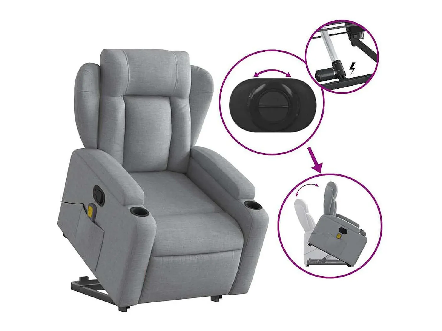 Poltrona* Poltrona reclinável massagens | Poltrona Confortável tecido -claro SHL594253 Cinzento