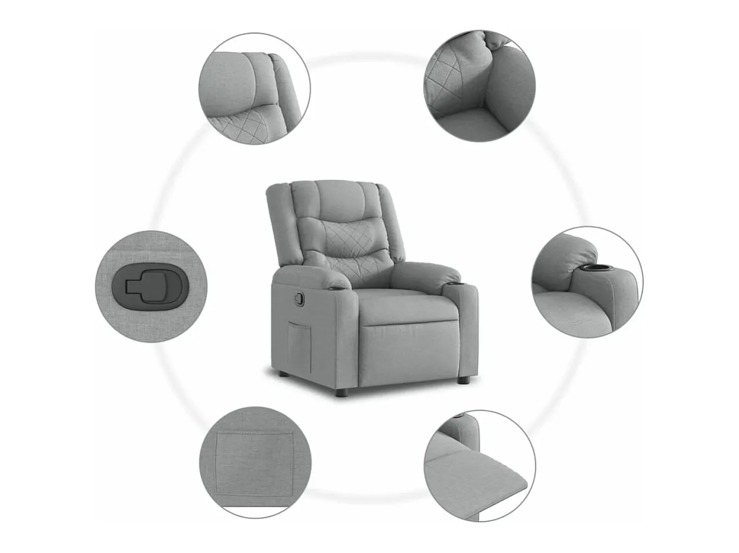 Outlet vidaxl Poltrona reclinável tecido cinzento-claro Cinzento claro