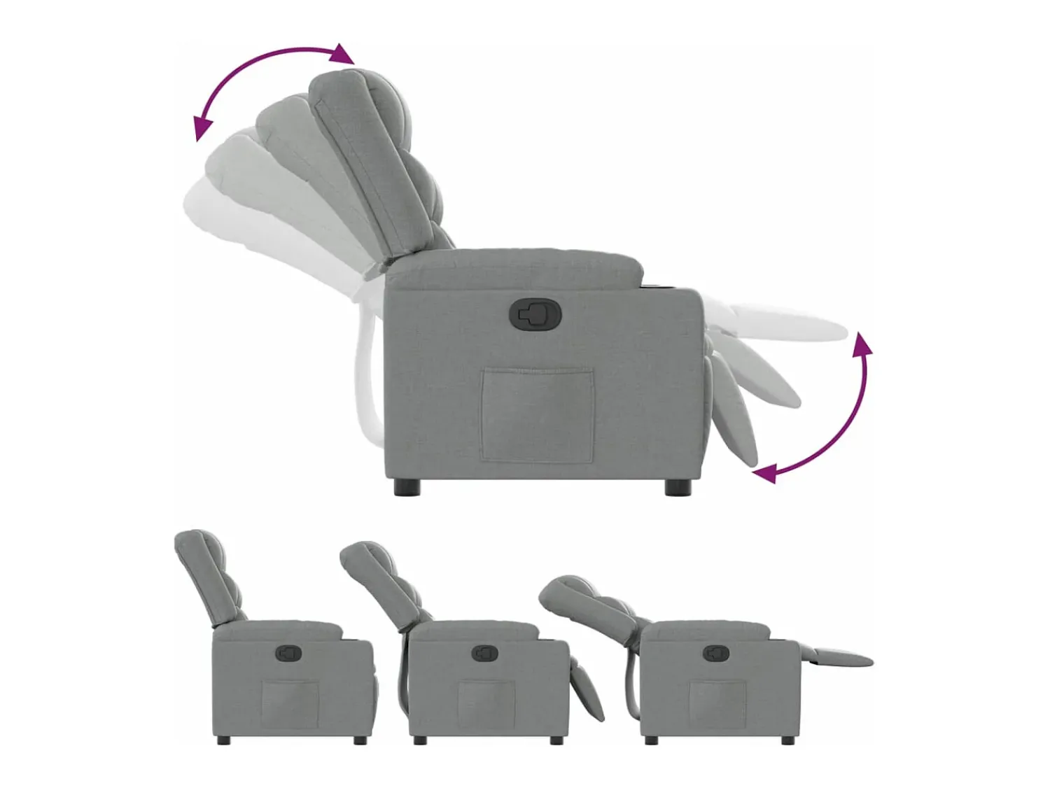 Outlet vidaxl Poltrona reclinável tecido cinzento-claro Cinzento claro