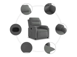 Online Poltrona reclinável tecido -escuro PT635090 Cinzento