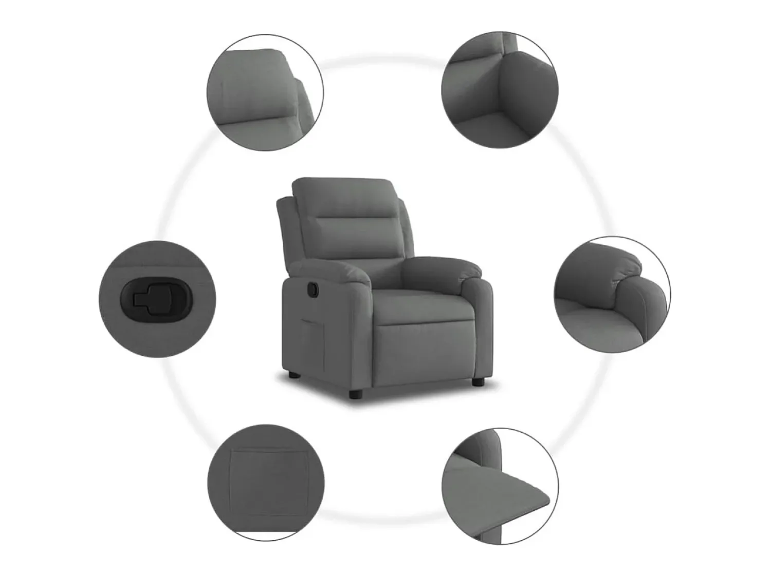 Online Poltrona reclinável tecido -escuro PT635090 Cinzento