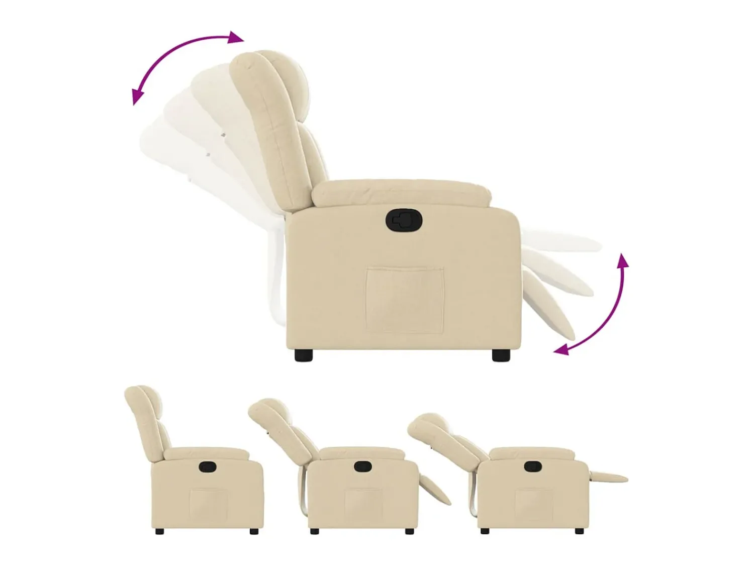 Sale Poltrona reclinável tecido cor PT444371 Creme