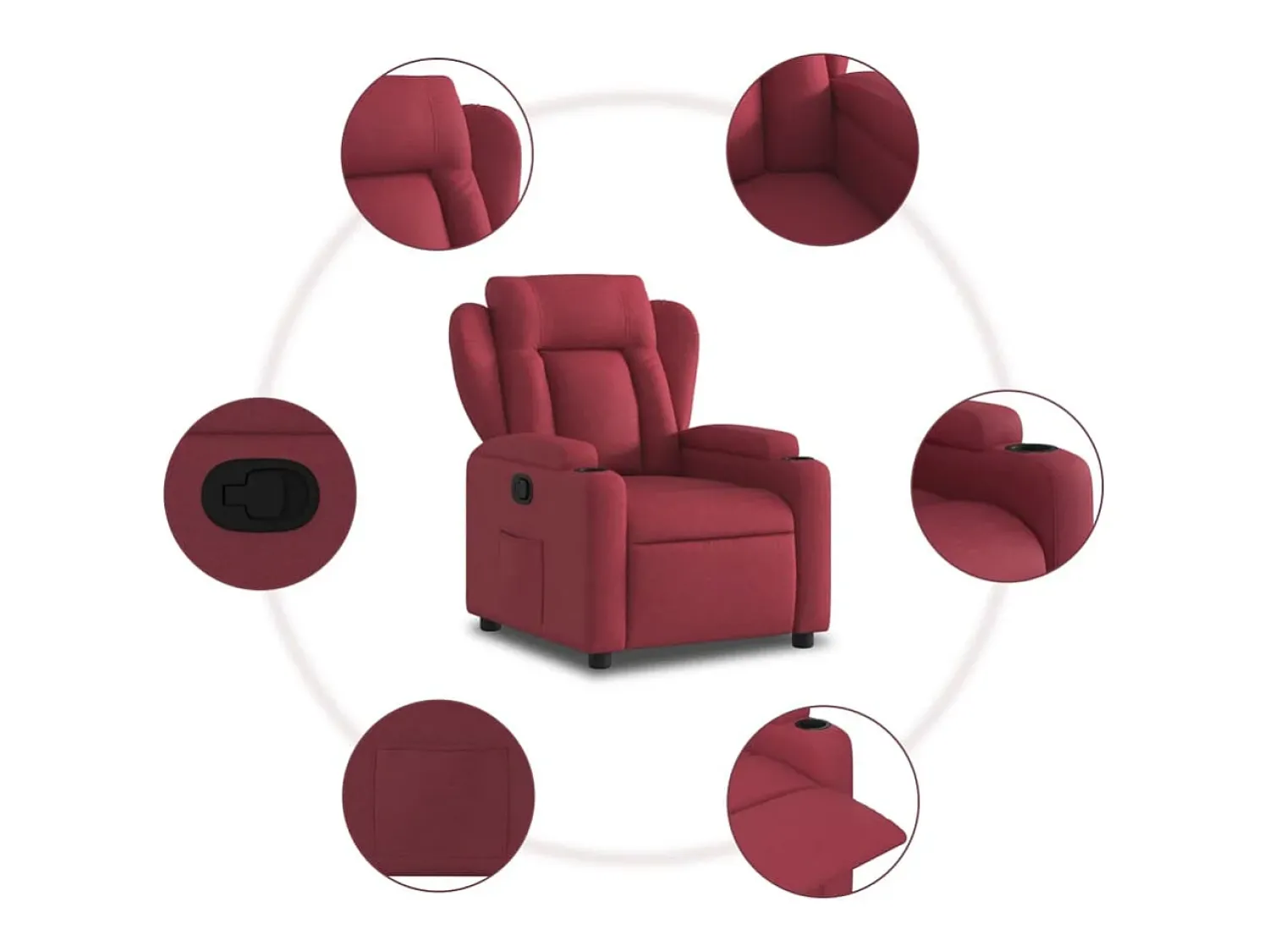 vidaxl Poltrona reclinável tecido tinto^ Poltrona