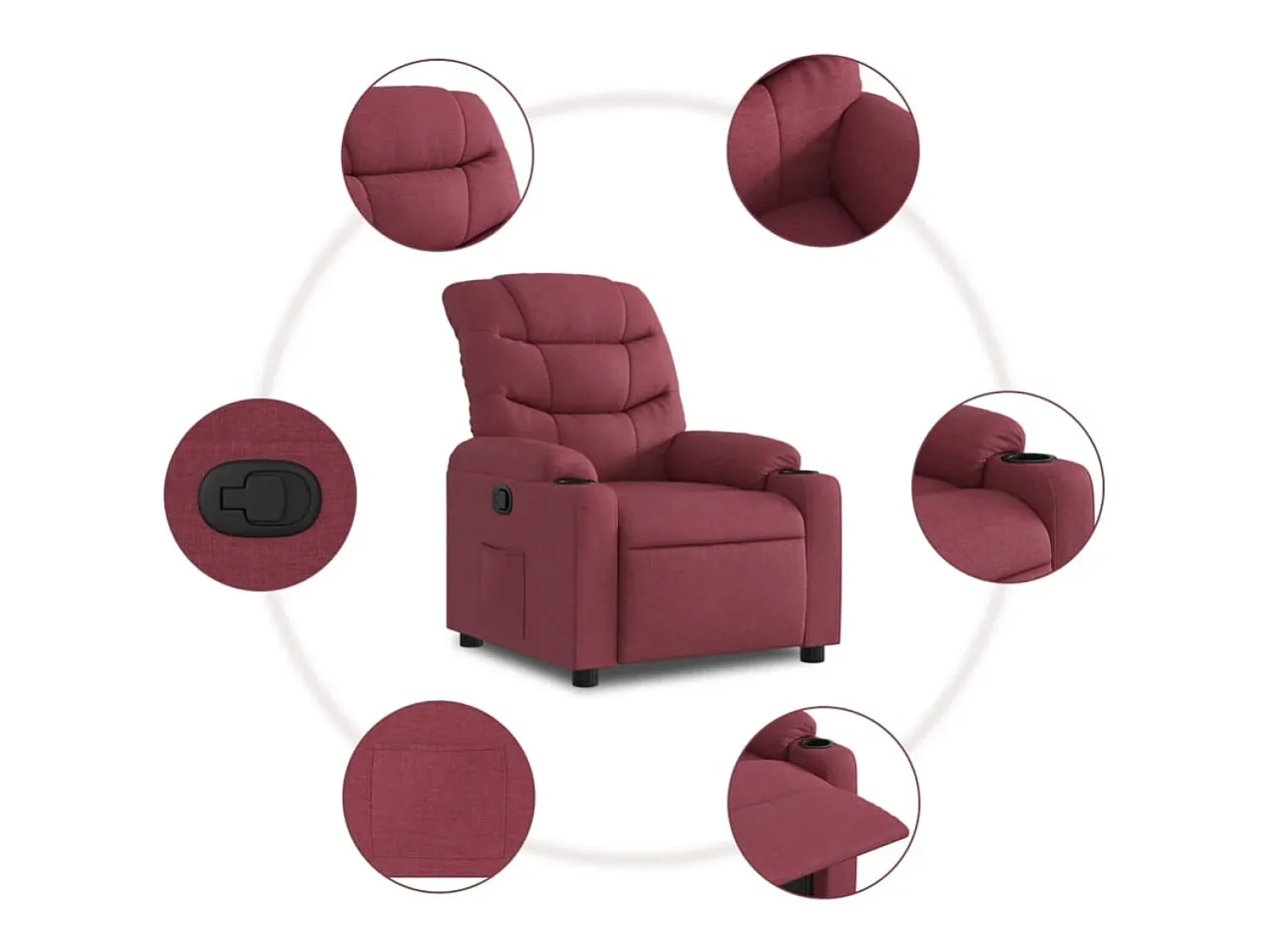 Poltrona|vidaxl Poltrona reclinável tecido tinto Vermelho