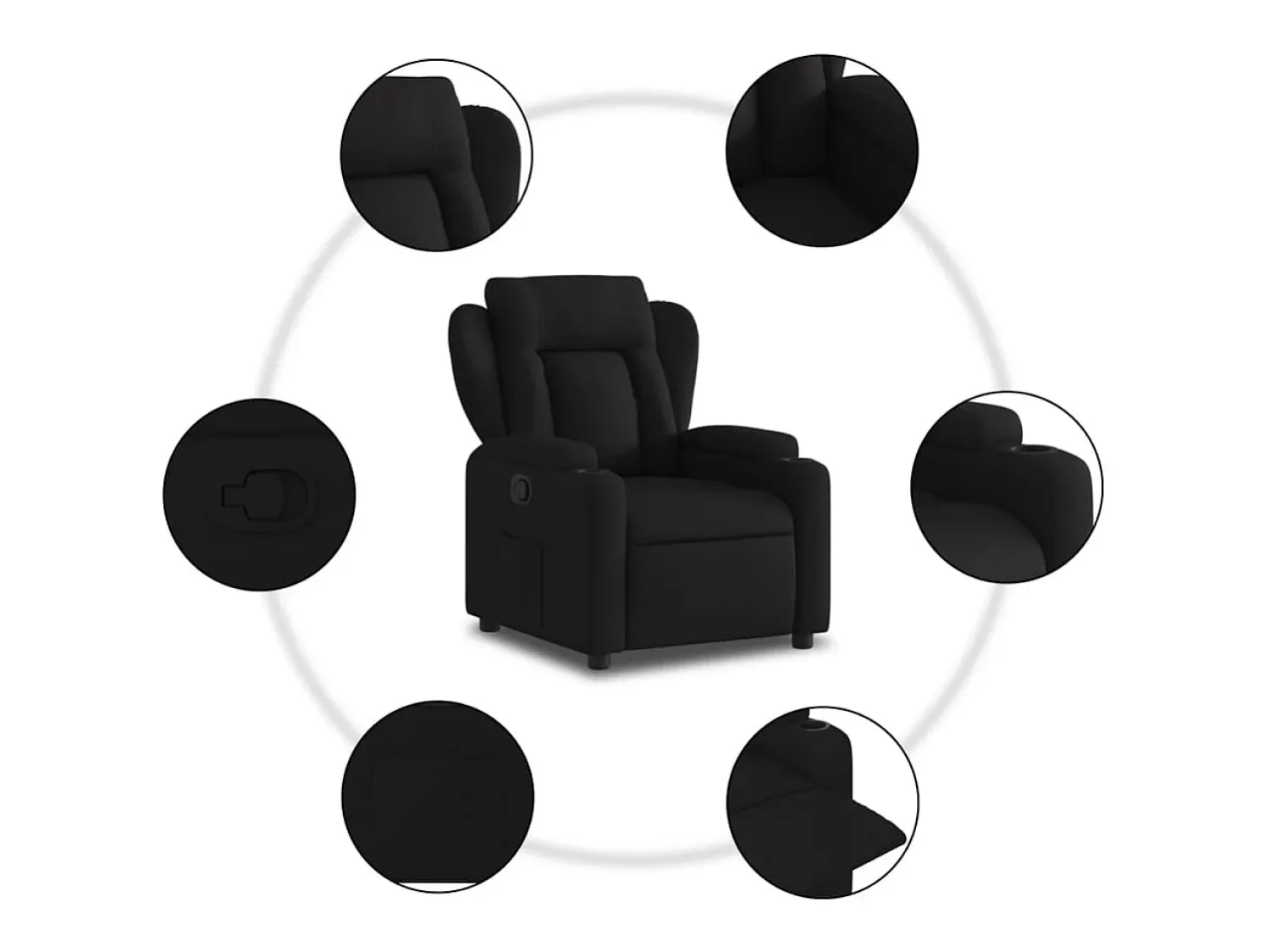 vidaxl Poltrona reclinável tecido Preto