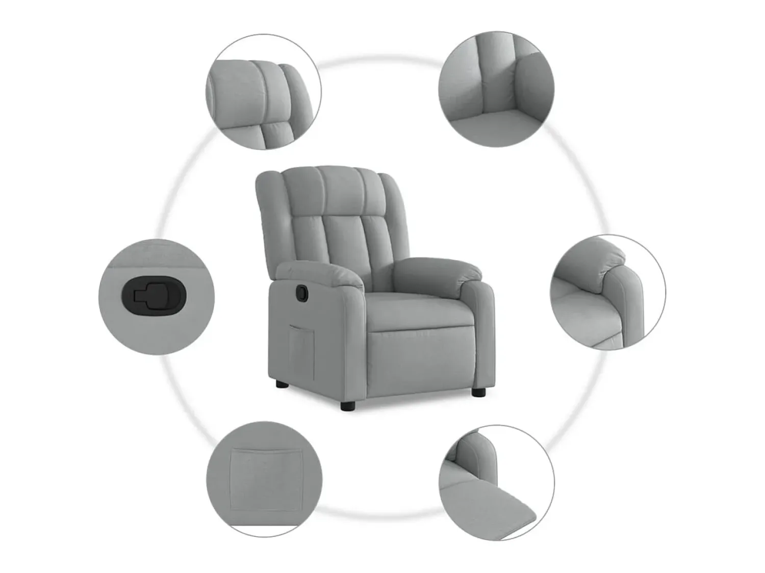 Poltrona|vidaxl Poltrona reclinável tecido -claro Cinzento