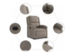 Best vidaxl Poltrona reclinável tecido cinzento-acastanhado Taupe