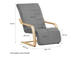 Poltrona reclinável 66,5x94x62,5 cm cinza Eames^ Poltrona