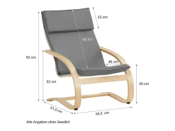 Poltrona reclinável 66,5x93x61,5 cm Cinza Eames^ Poltrona