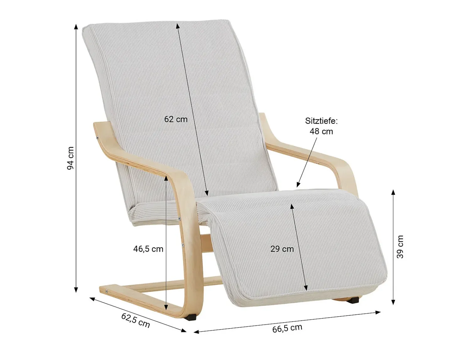 Sale Poltrona reclinável 66,5x94x62,5 cm cinza Cinzento / Castanho