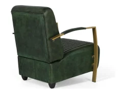 Clearance Giner y colomer Poltrona recuperada em couro natural com estrutura em metal dourado. Verde
