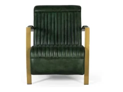 Clearance Giner y colomer Poltrona recuperada em couro natural com estrutura em metal dourado. Verde