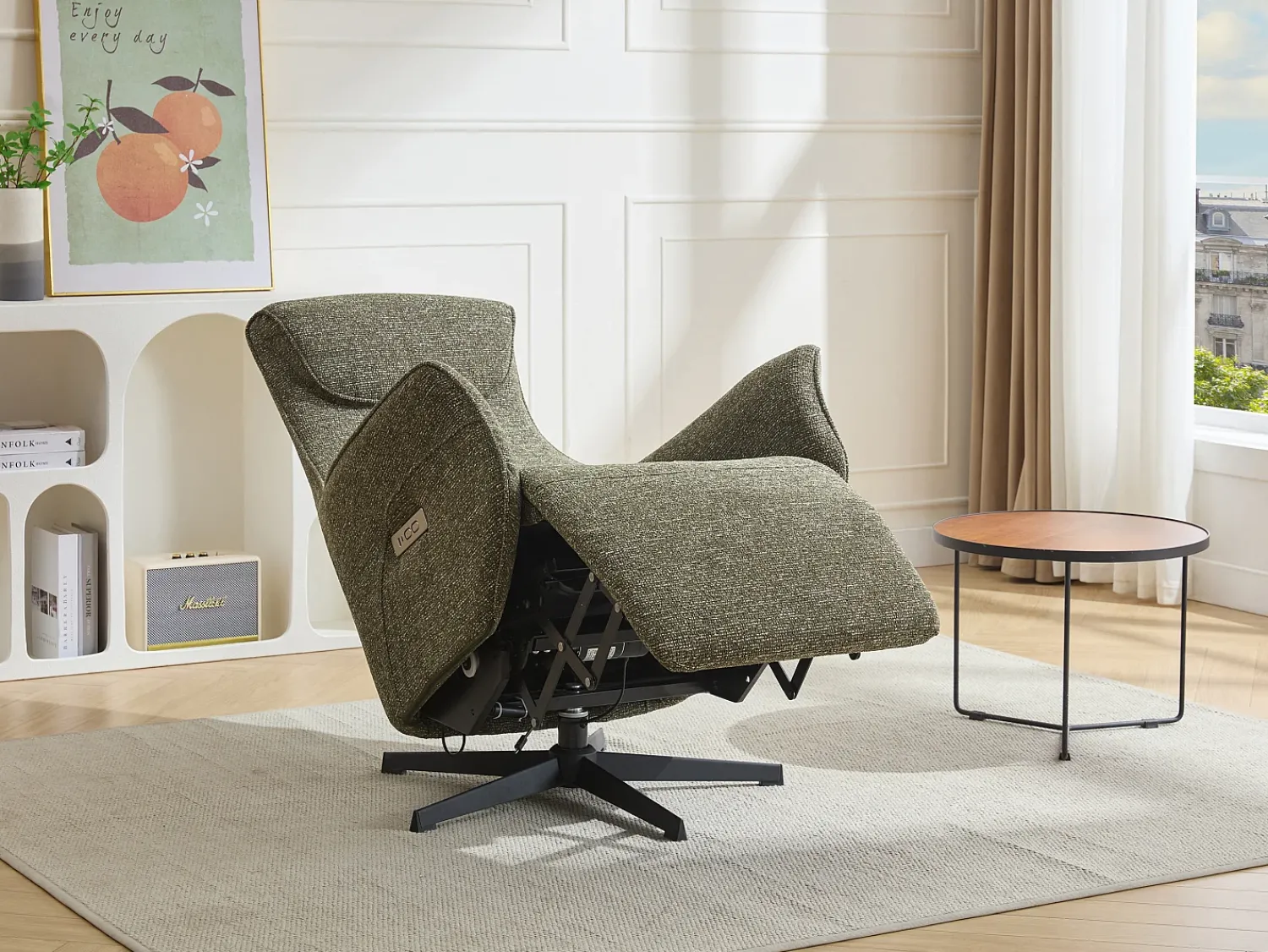 Poltrona|Vente-unique Poltrona relaxante elétrica em tecido texturizado TASEMO Verde