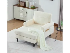 Poltrona|Hauss Spole Poltrona relaxante em tecido chenille - Com bolsos laterais Bege