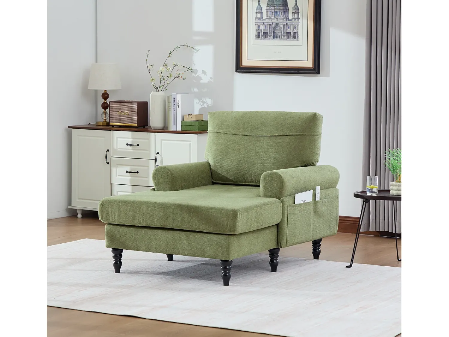 Sale Hauss Spole Poltrona relaxante em tecido chenille -azeitona - Com bolsos laterais Verde