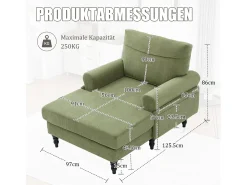 Sale Hauss Spole Poltrona relaxante em tecido chenille -azeitona - Com bolsos laterais Verde