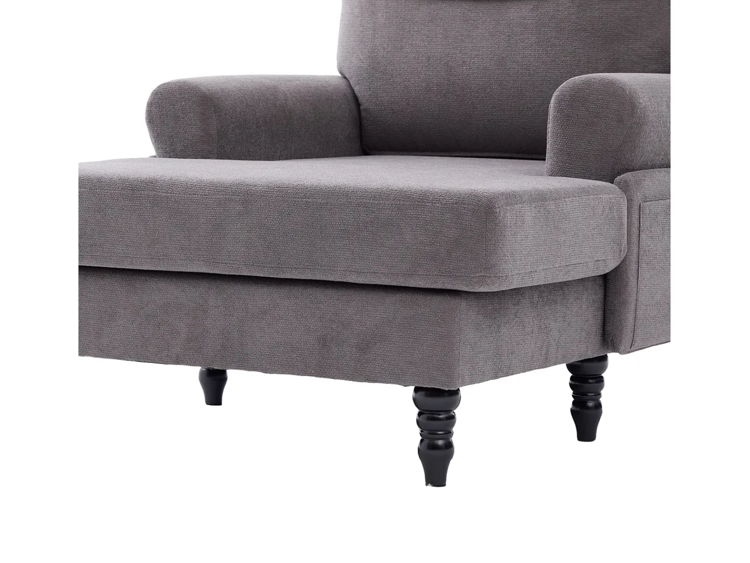 Poltrona|Hauss Spole Poltrona relaxante em tecido chenille cinza escuro - Com bolsos laterais Cinzento
