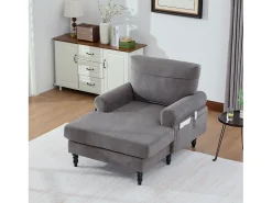Poltrona|Hauss Spole Poltrona relaxante em tecido chenille cinza escuro - Com bolsos laterais Cinzento