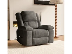 Poltrona* Poltrona relaxante Poltrona de massagem - regulação elétrica, poltrona de massagem com vibrações e calor, bolsas laterais - Cinza Cinzento