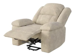 Discount Poltrona relaxante Poltrona de massagem - regulação elétrica, poltrona de massagem com vibrações e calor, bolsas laterais - Castanho