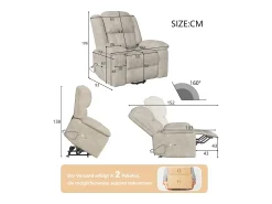 Discount Poltrona relaxante Poltrona de massagem - regulação elétrica, poltrona de massagem com vibrações e calor, bolsas laterais - Castanho