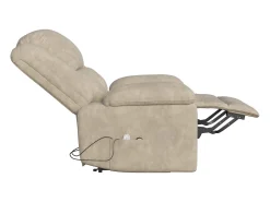 Discount Poltrona relaxante Poltrona de massagem - regulação elétrica, poltrona de massagem com vibrações e calor, bolsas laterais - Castanho