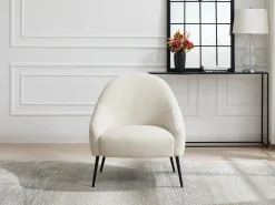 Poltrona*Vente-unique Poltrona reta em tecido texturizado cor RIBEDI Bege