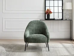 Poltrona*Vente-unique Poltrona reta em tecido texturizado cor RIBEDI Verde