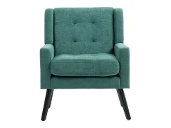 Hauss Spole Poltrona retro em linho com pés em madeira Verde