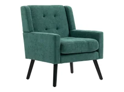 Hauss Spole Poltrona retro em linho com pés em madeira Verde