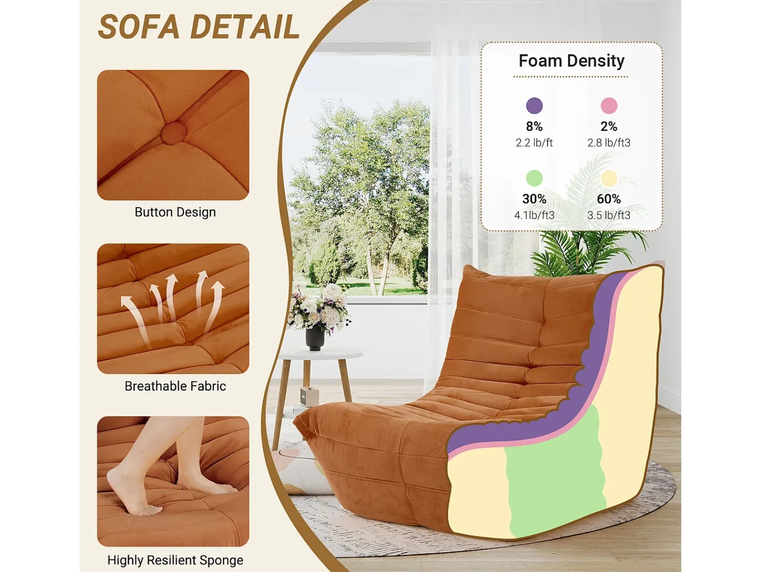 Poltrona*DripeX Poltrona Strazy na Caterpillar Brown - Base Deep 62cm - 80x85x84cm Castanho