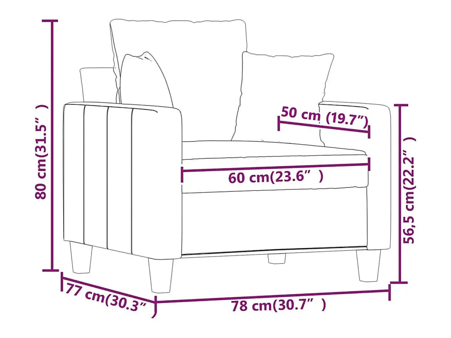 vidaxl Poltrona tecido 60 cm cinzento-claro^ Poltrona