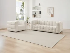 Poltrona|Vente-unique Poltrona tecido bouclé marfim LERICI de Pascal Morabito Branco